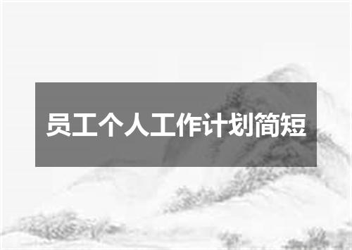 员工个人工作计划简短