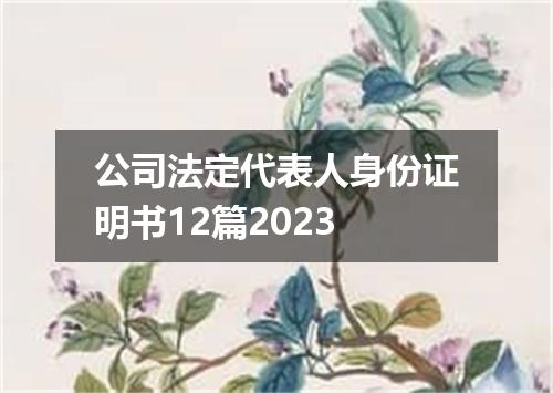 公司法定代表人身份证明书12篇2023