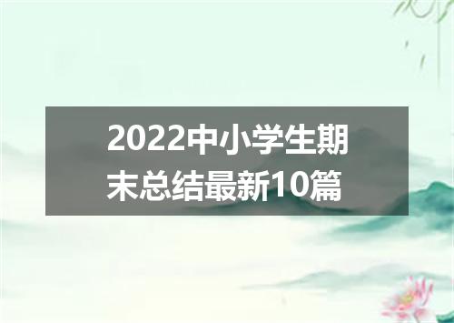 2022中小学生期末总结最新10篇