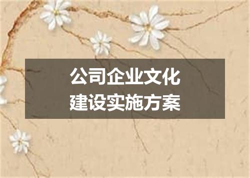 公司企业文化建设实施方案