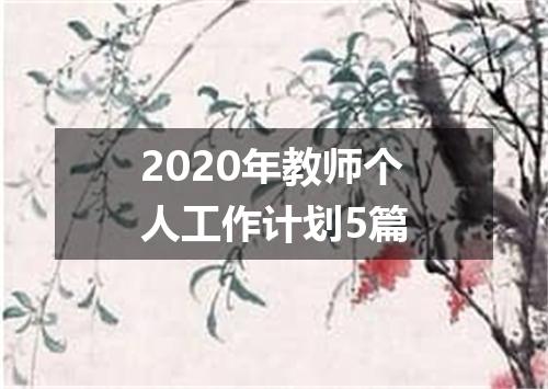 2020年教师个人工作计划5篇