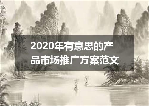 2020年有意思的产品市场推广方案范文