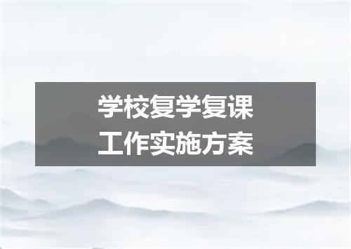 学校复学复课工作实施方案