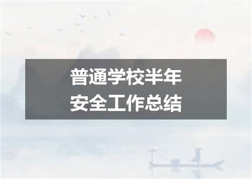 普通学校半年安全工作总结