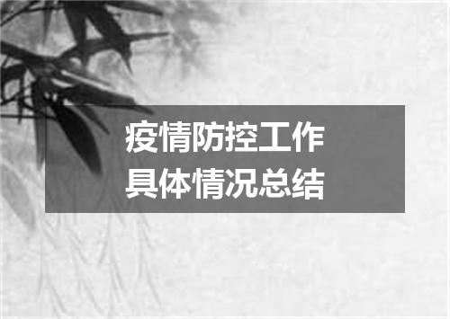 疫情防控工作具体情况总结
