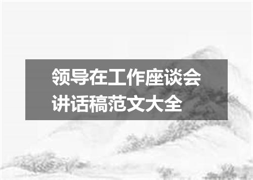 领导在工作座谈会讲话稿范文大全