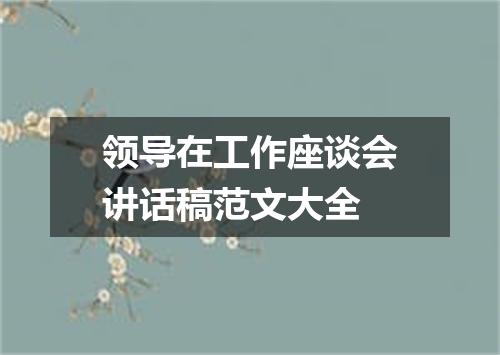 领导在工作座谈会讲话稿范文大全