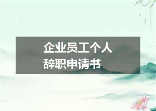 企业员工个人辞职申请书