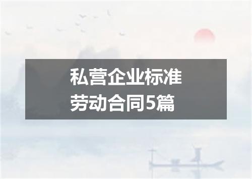私营企业标准劳动合同5篇