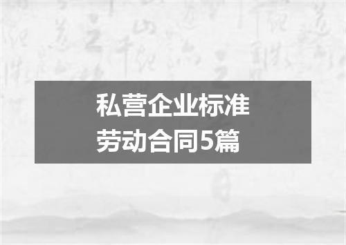 私营企业标准劳动合同5篇