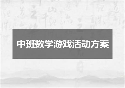 中班数学游戏活动方案