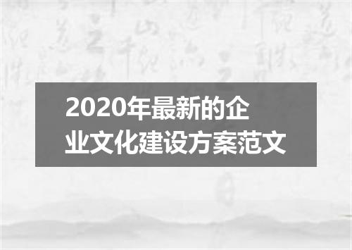 2020年最新的企业文化建设方案范文