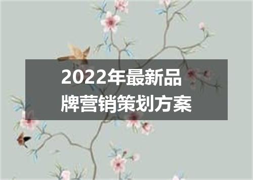 2022年最新品牌营销策划方案