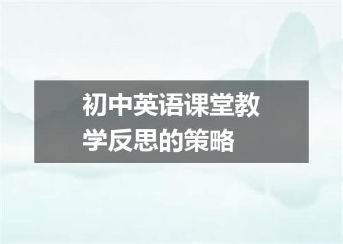 初中英语课堂教学反思的策略