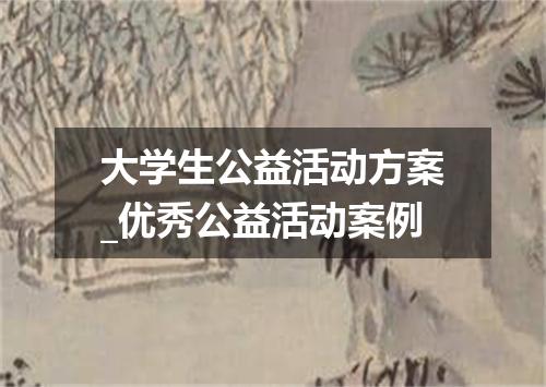 大学生公益活动方案_优秀公益活动案例