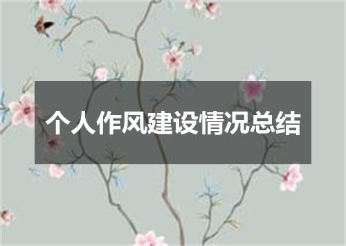 个人作风建设情况总结