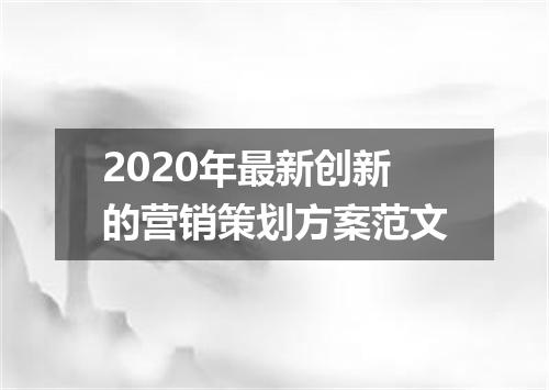 2020年最新创新的营销策划方案范文