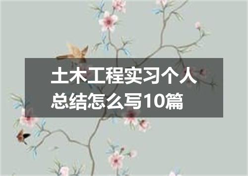土木工程实习个人总结怎么写10篇