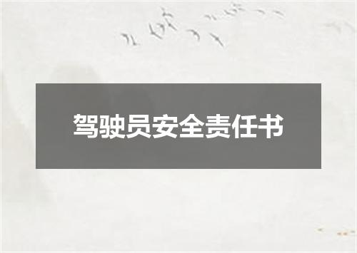 驾驶员安全责任书