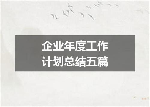 企业年度工作计划总结五篇