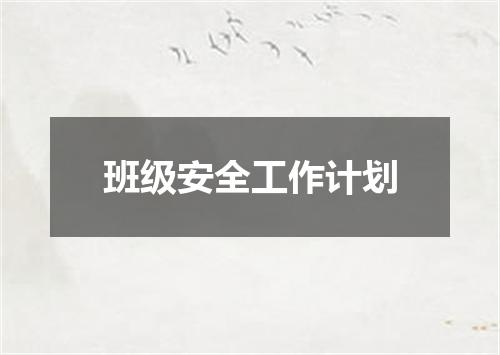 班级安全工作计划