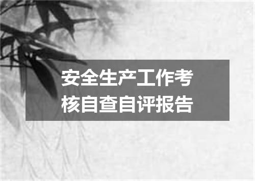 安全生产工作考核自查自评报告