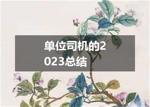 单位司机的2023总结
