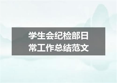 学生会纪检部日常工作总结范文