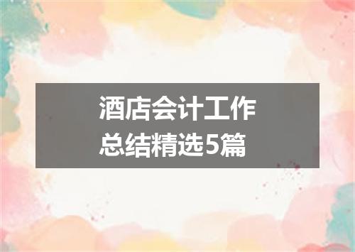 酒店会计工作总结精选5篇