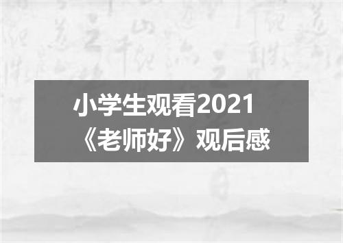 小学生观看2021《老师好》观后感