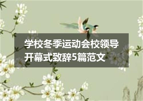 学校冬季运动会校领导开幕式致辞5篇范文