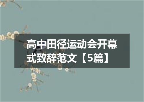 高中田径运动会开幕式致辞范文【5篇】