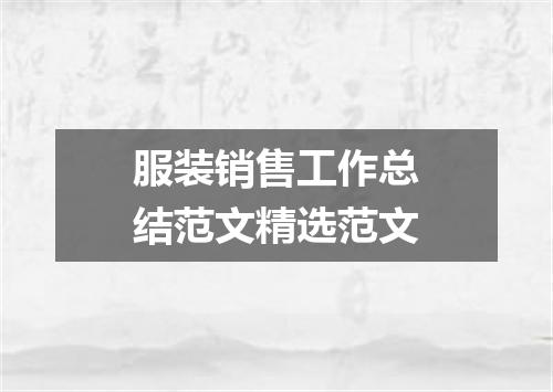 服装销售工作总结范文精选范文