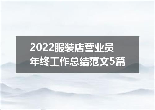 2022服装店营业员年终工作总结范文5篇