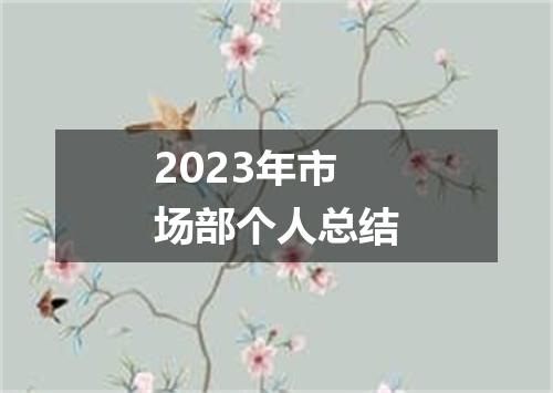 2023年市场部个人总结