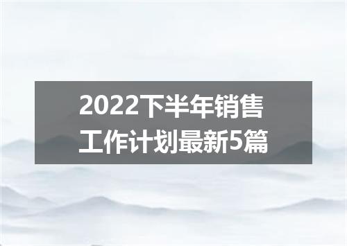 2022下半年销售工作计划最新5篇