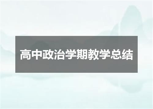 高中政治学期教学总结