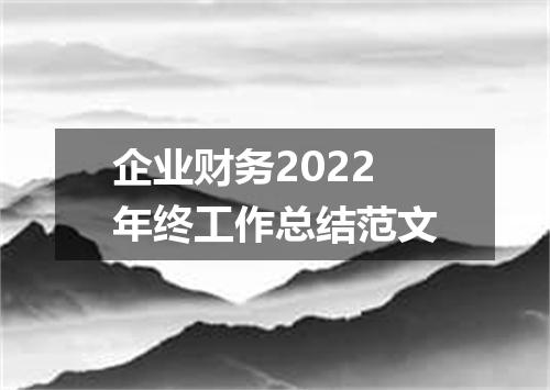 企业财务2022年终工作总结范文