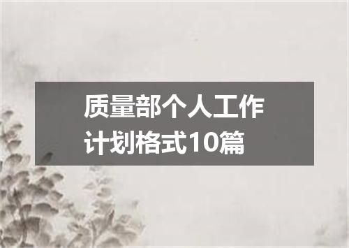 质量部个人工作计划格式10篇