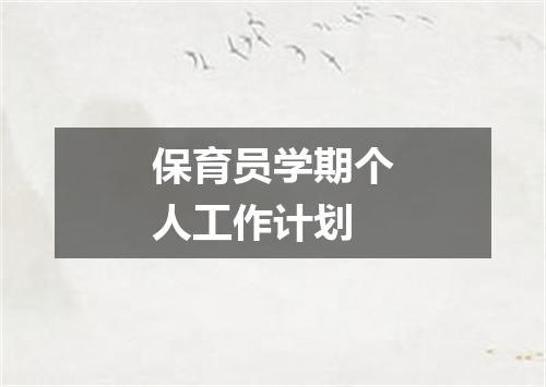 保育员学期个人工作计划