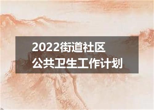 2022街道社区公共卫生工作计划
