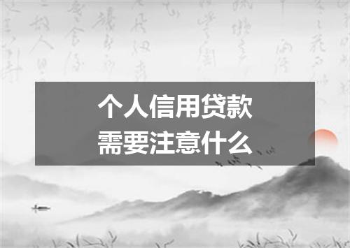 个人信用贷款需要注意什么