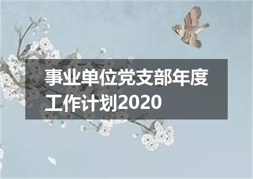 事业单位党支部年度工作计划2020