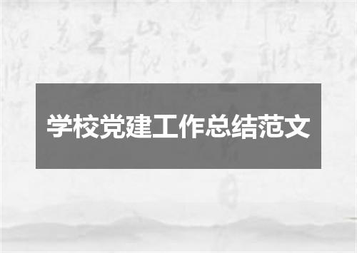 学校党建工作总结范文