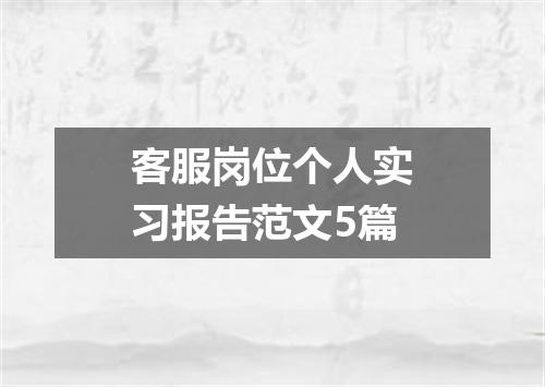 客服岗位个人实习报告范文5篇
