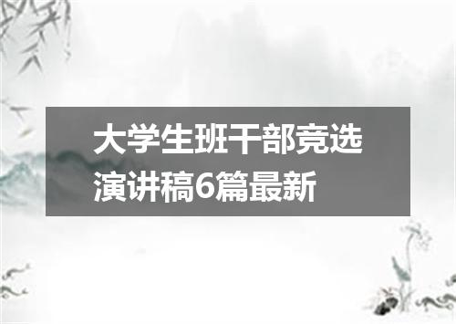 大学生班干部竞选演讲稿6篇最新