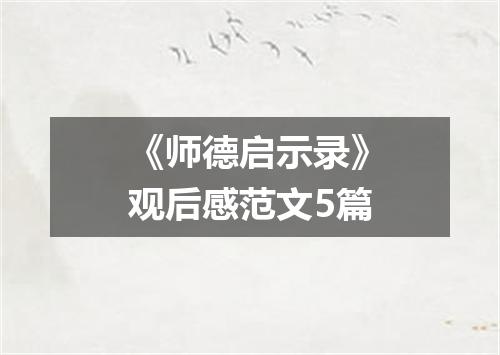 《师德启示录》观后感范文5篇