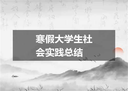 寒假大学生社会实践总结