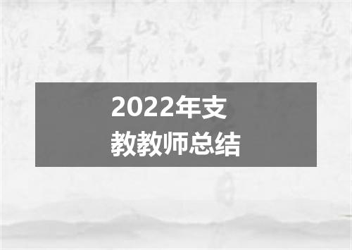 2022年支教教师总结