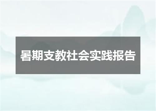 暑期支教社会实践报告
